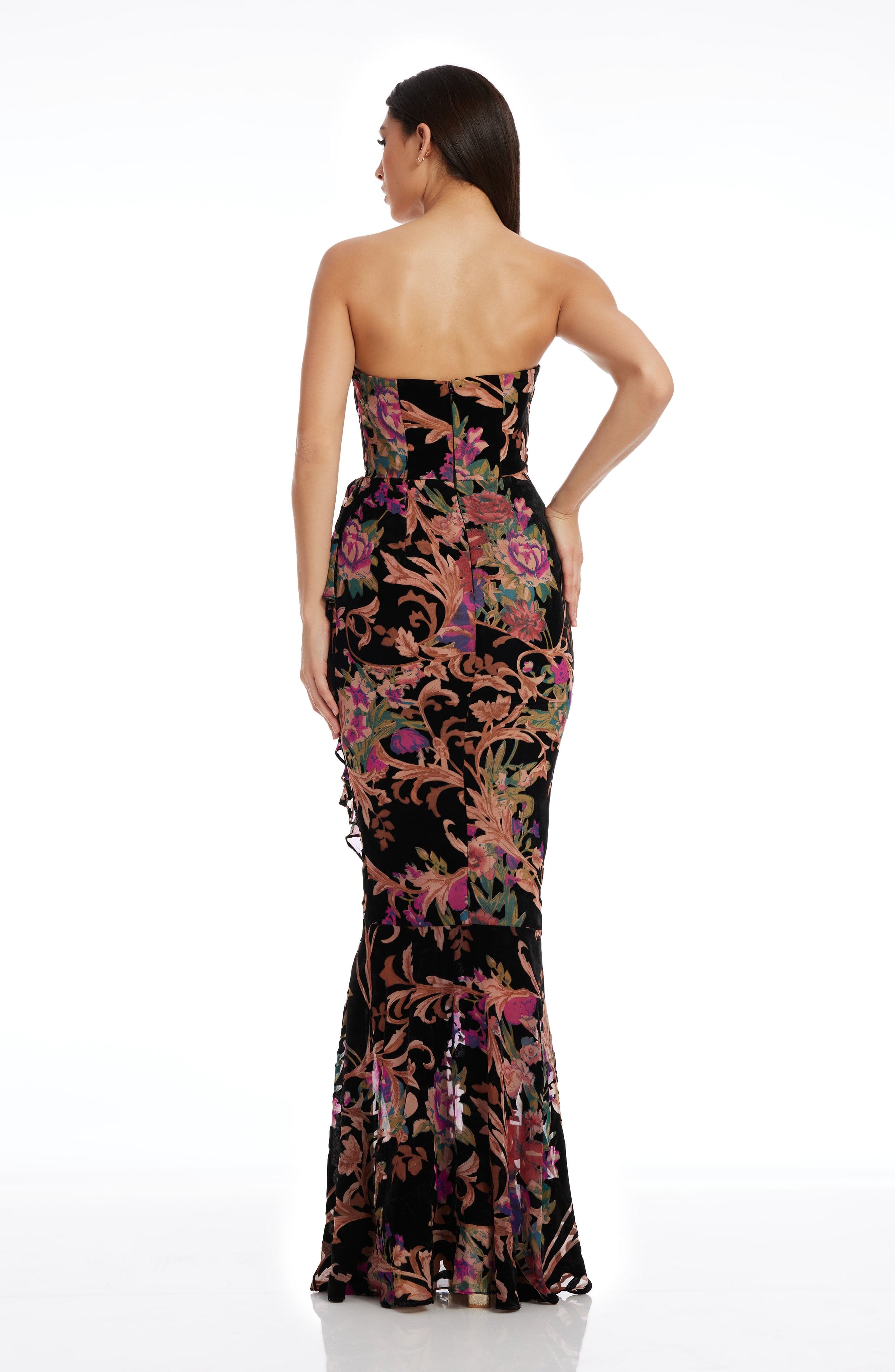 Relaxed Sleeveless Dress in Burnout Floral Velvet