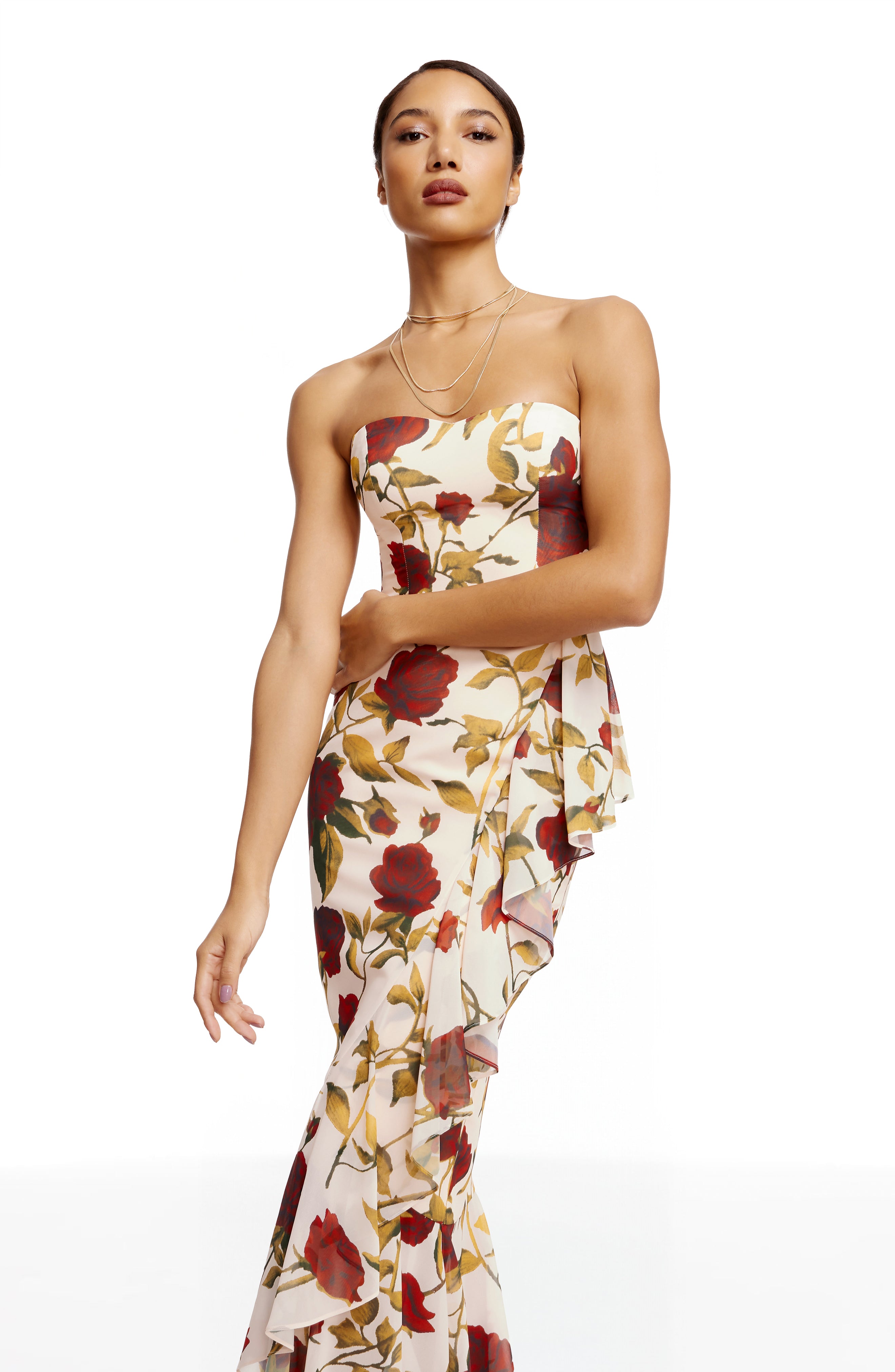 paris dress Lovers In Strapless Tulle Maxi Pink Size XL from Hello Molly this strapless evening gown features rosette details on the sheer corset ROMANTIC NUDE TONED EMROIDERED FLORAL
