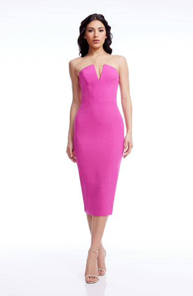 dress the population ferra strapless ruched fitted midi dress Perla Dress – Dress the Population