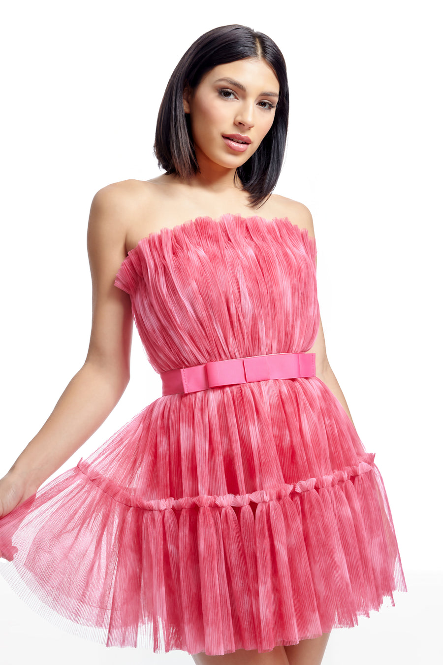 dress the population petra strapless pleated mini dress Petra Strapless Minidress