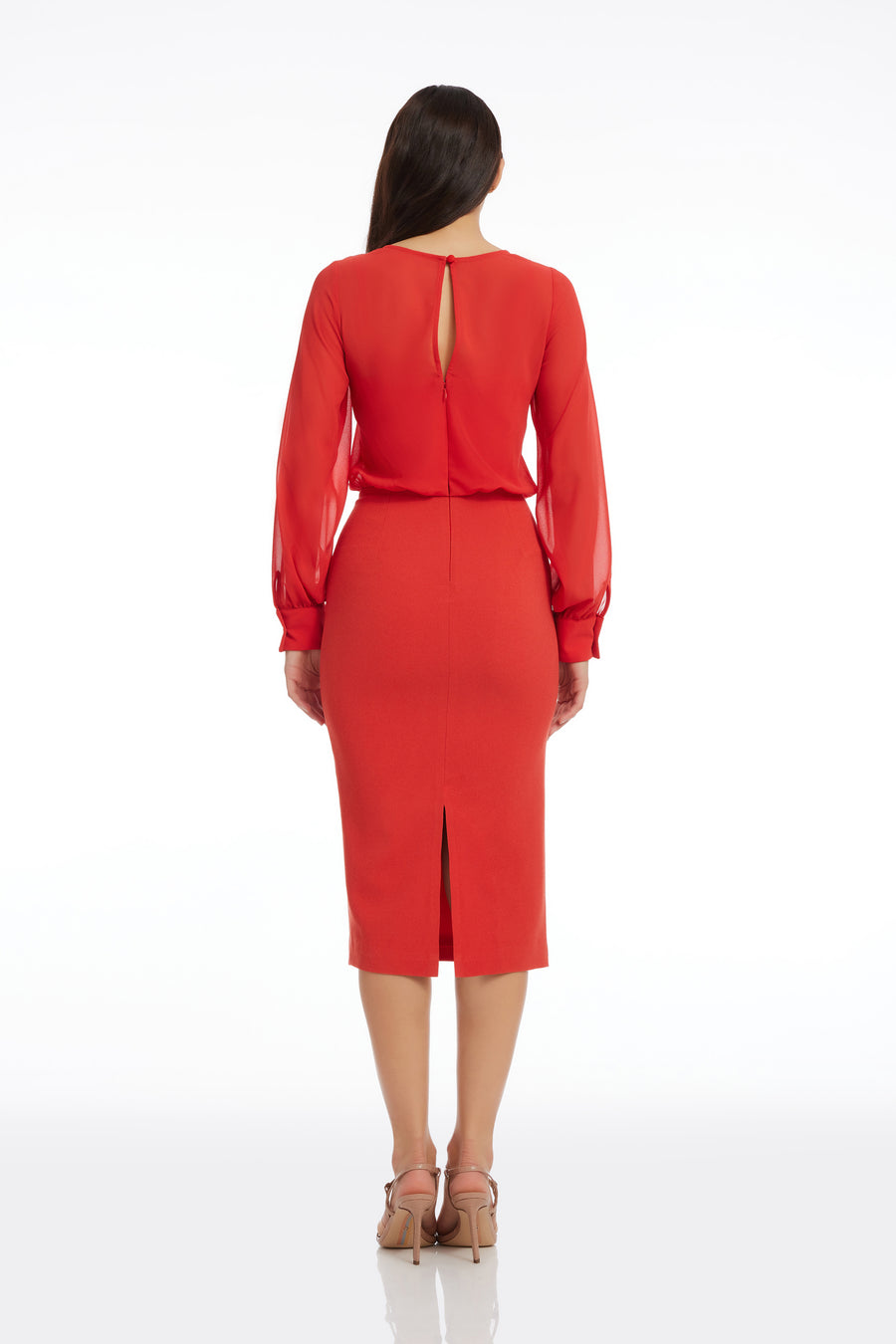 pilar mixed media long sleeve dress Pilar Dress XS / PEACOCK BLUE