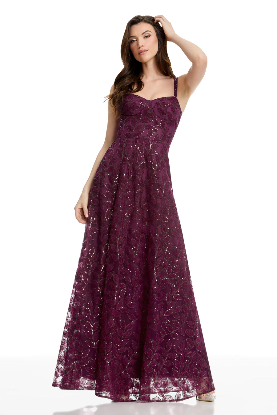 Dress The Population Piper Sweetheart Neck Gown - Dark Cherry - XL Dress The Population Piper Sweetheart Neck Gown - Dark Cherry - XL