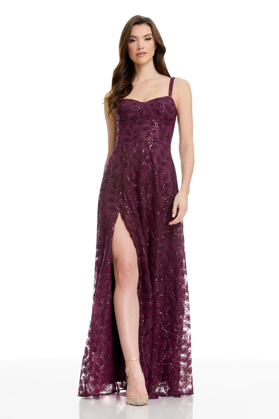 dress the population cherry dress Dress The Population Piper Sweetheart Neck Gown - Dark Cherry