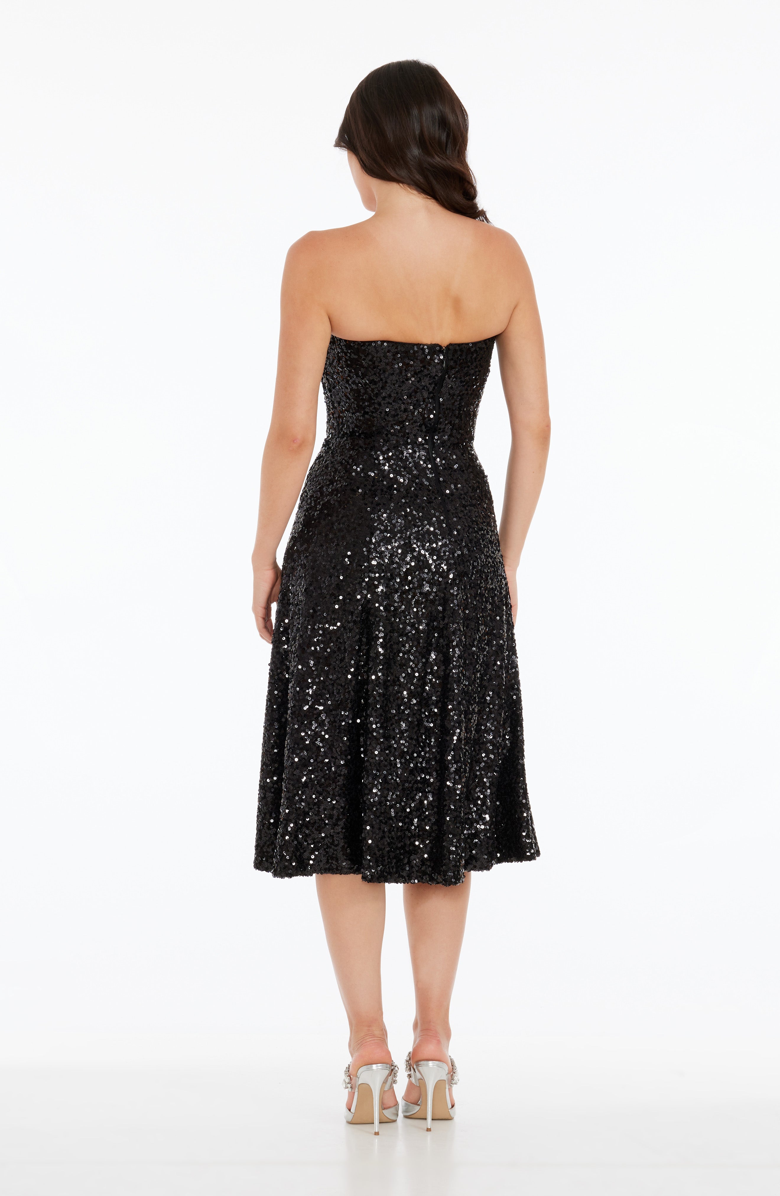 open lace back dress Dress The Population Women's Ruby Sequin Strapless Cocktail Dress - Black