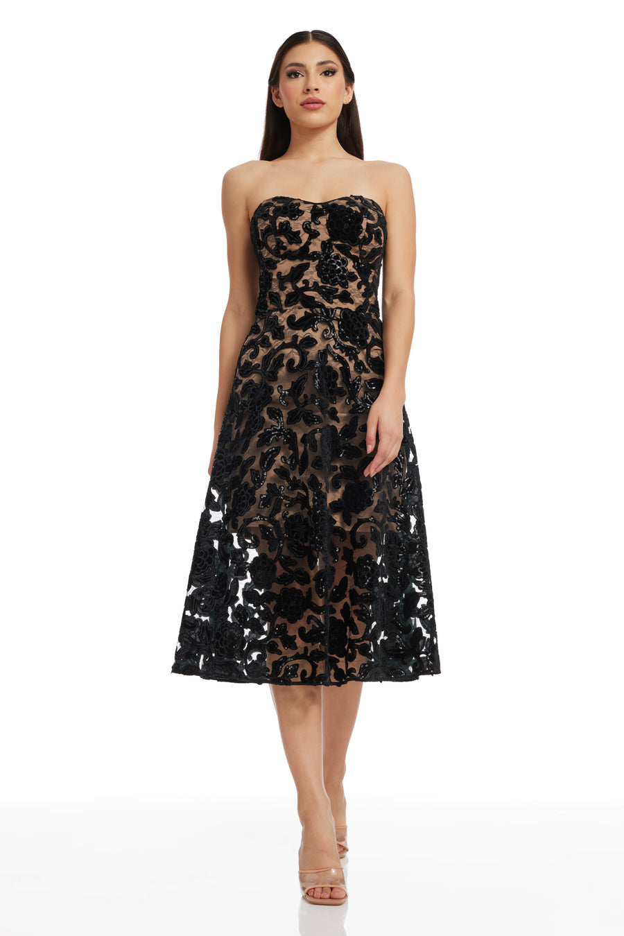 dress the population midi dress Marianne - Black Perfectly styled for modest for modern occasions. Emery Dress, XL / Black