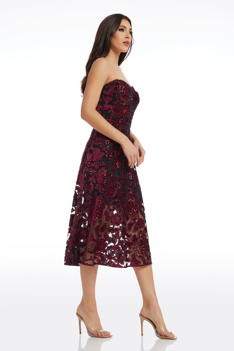 Sadie Dress / BURGUNDY-BLACK