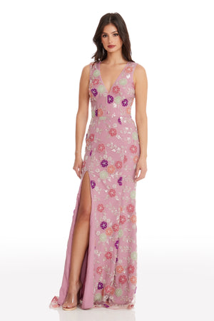 sandra plunge crepe trumpet gown dress the population Dress like a million bucks Dress The Population Sandra Gown