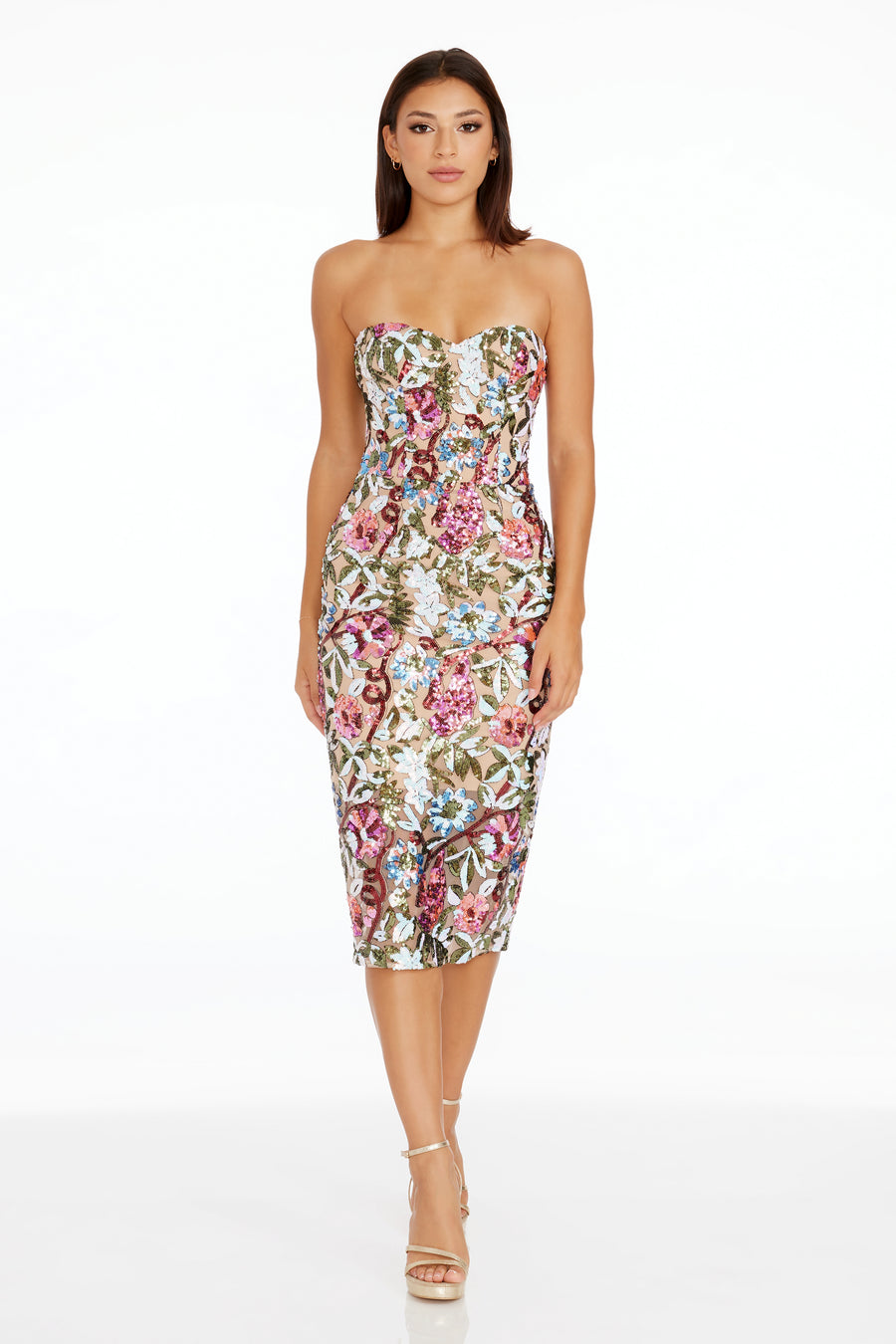shailene midi dress AFRM Shailene Mesh Turtleneck Midi Dress | Purple/Floral | Size M