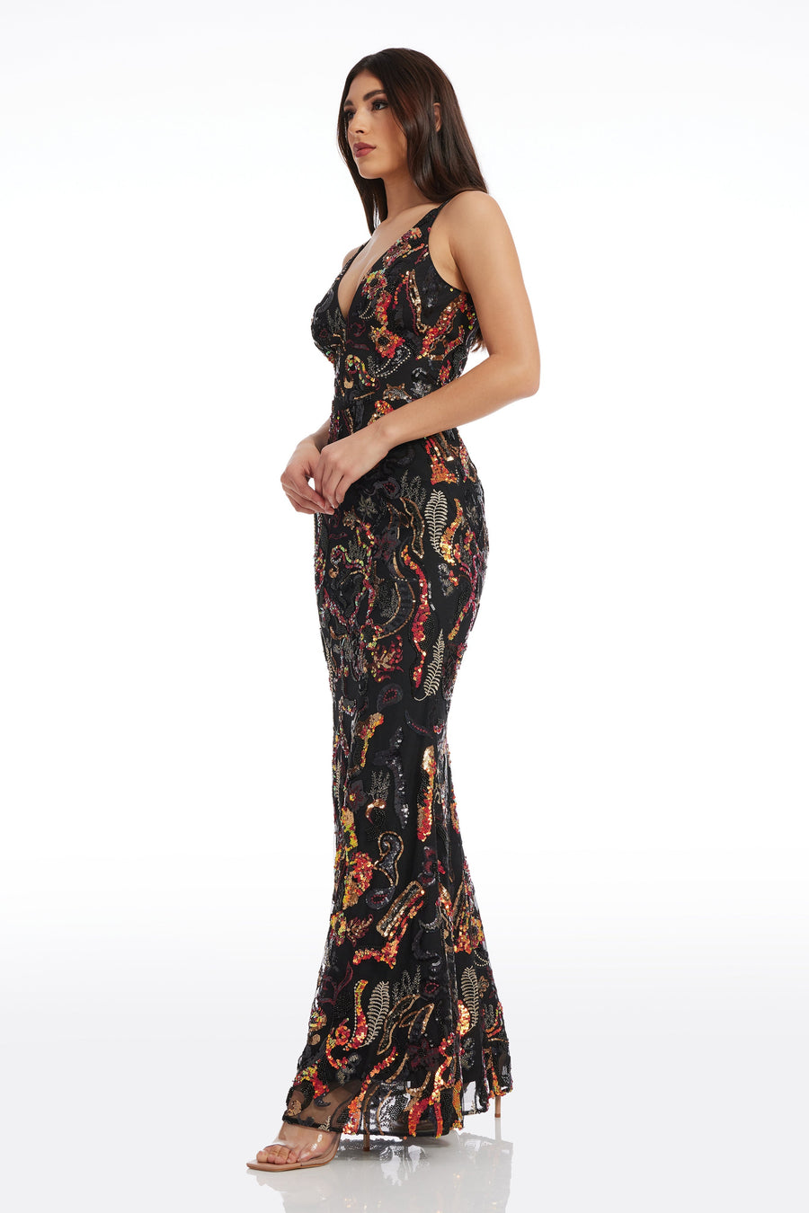 Sharon Dress / BLACK MULTI