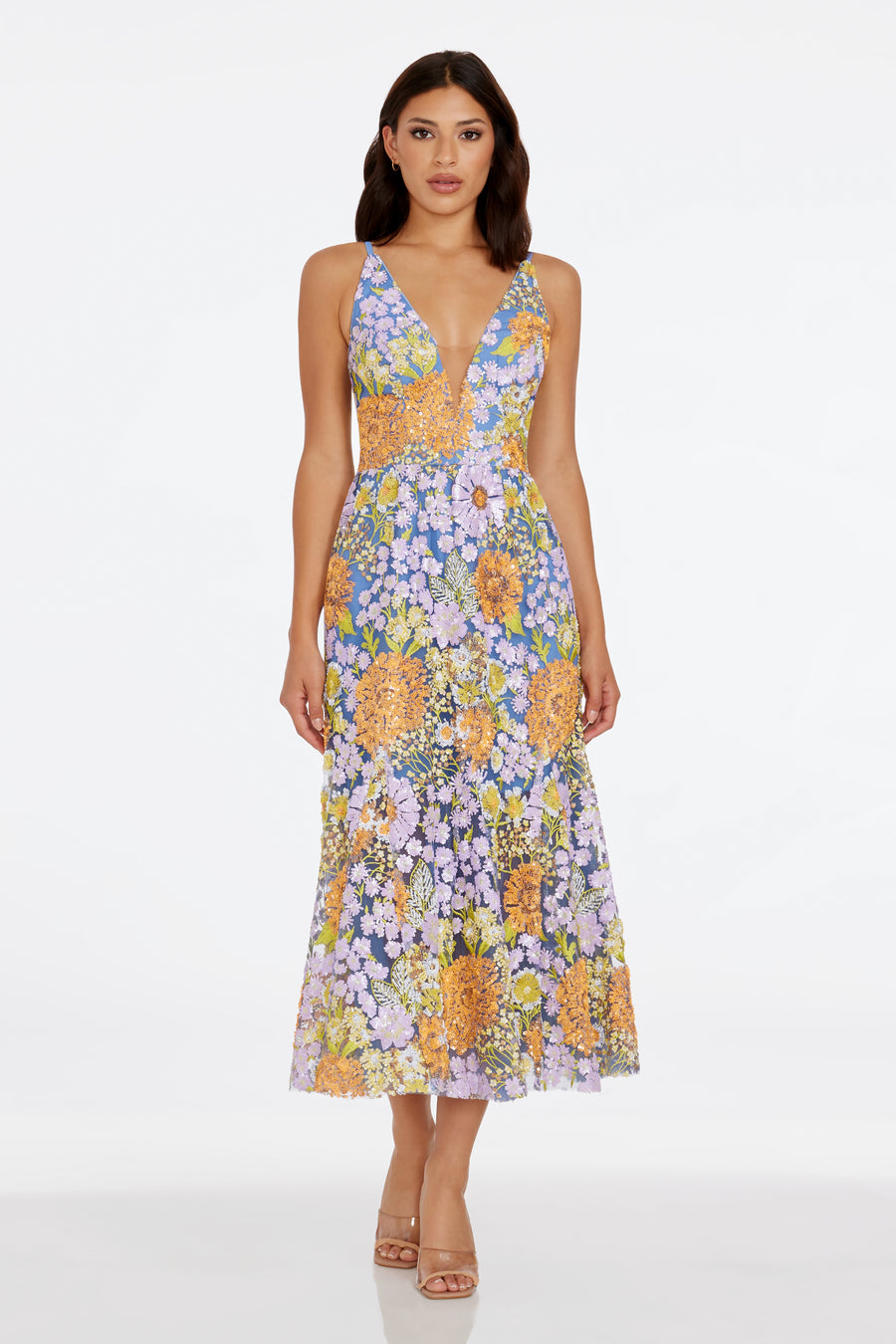 dress the population samira Dress The Population Samira Fit-&-Flare Sequin Gown