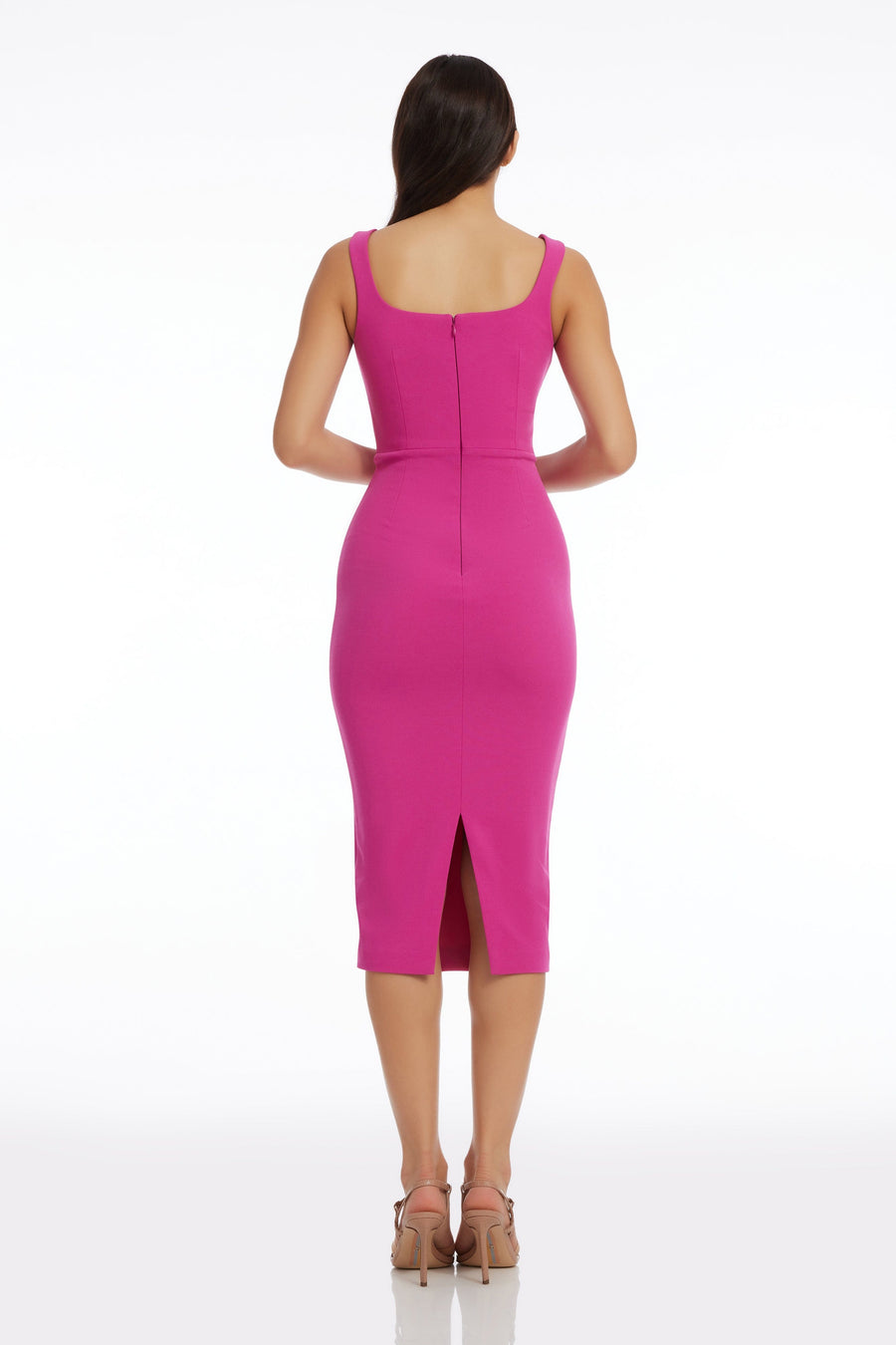 san sloane zita midi dress SAN SLOANE Green Cream Drapey Open Back Slip Style Cowl Neck Zita Midi Dress XS