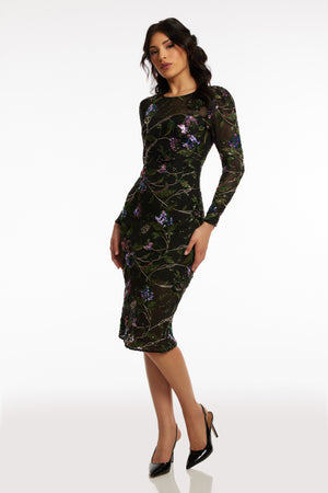 Sophia Dress / BLACK MULTI