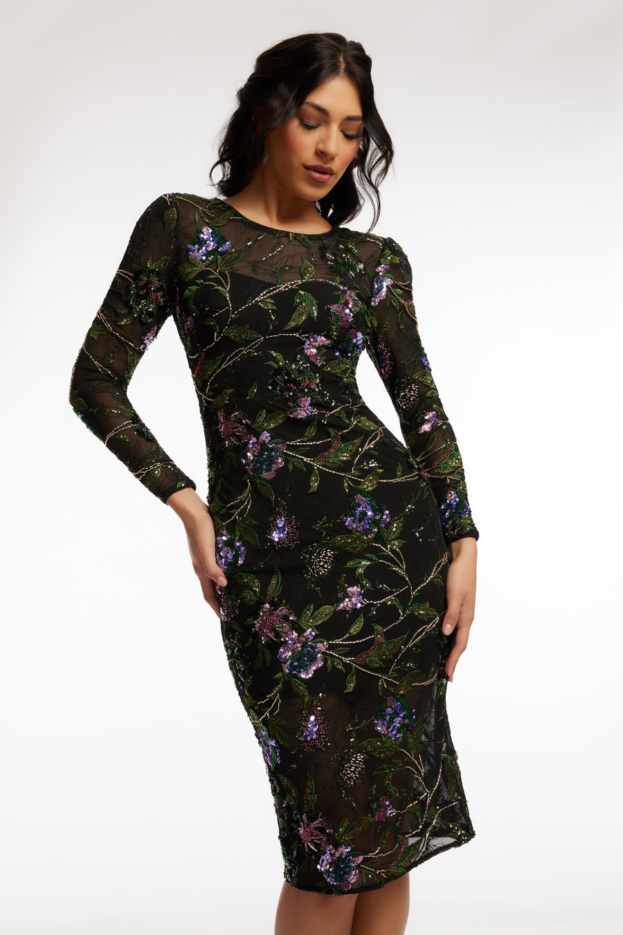 Sophia Dress / BLACK MULTI