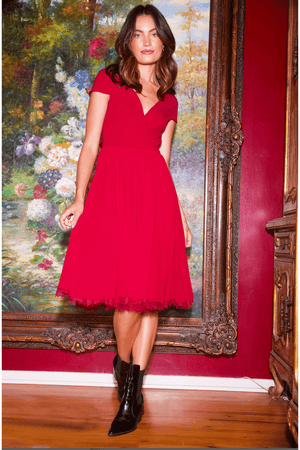 Dress the population corey chiffon fit & hot sale flare dress