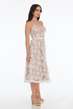 Tahani Dress / WHITE/NUDE