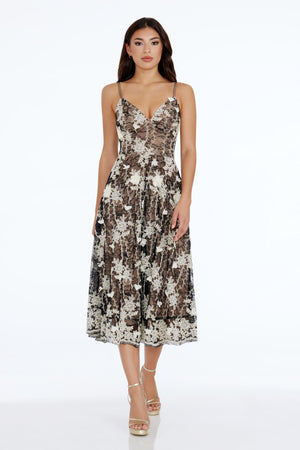Tahani Dress / BLACK-WHITE