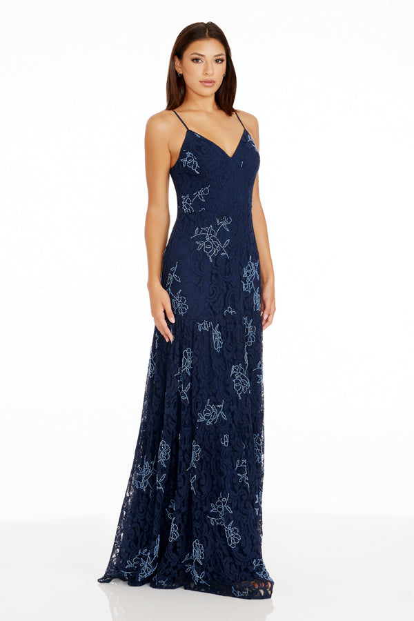 Tess Gown / NAVY MULTI