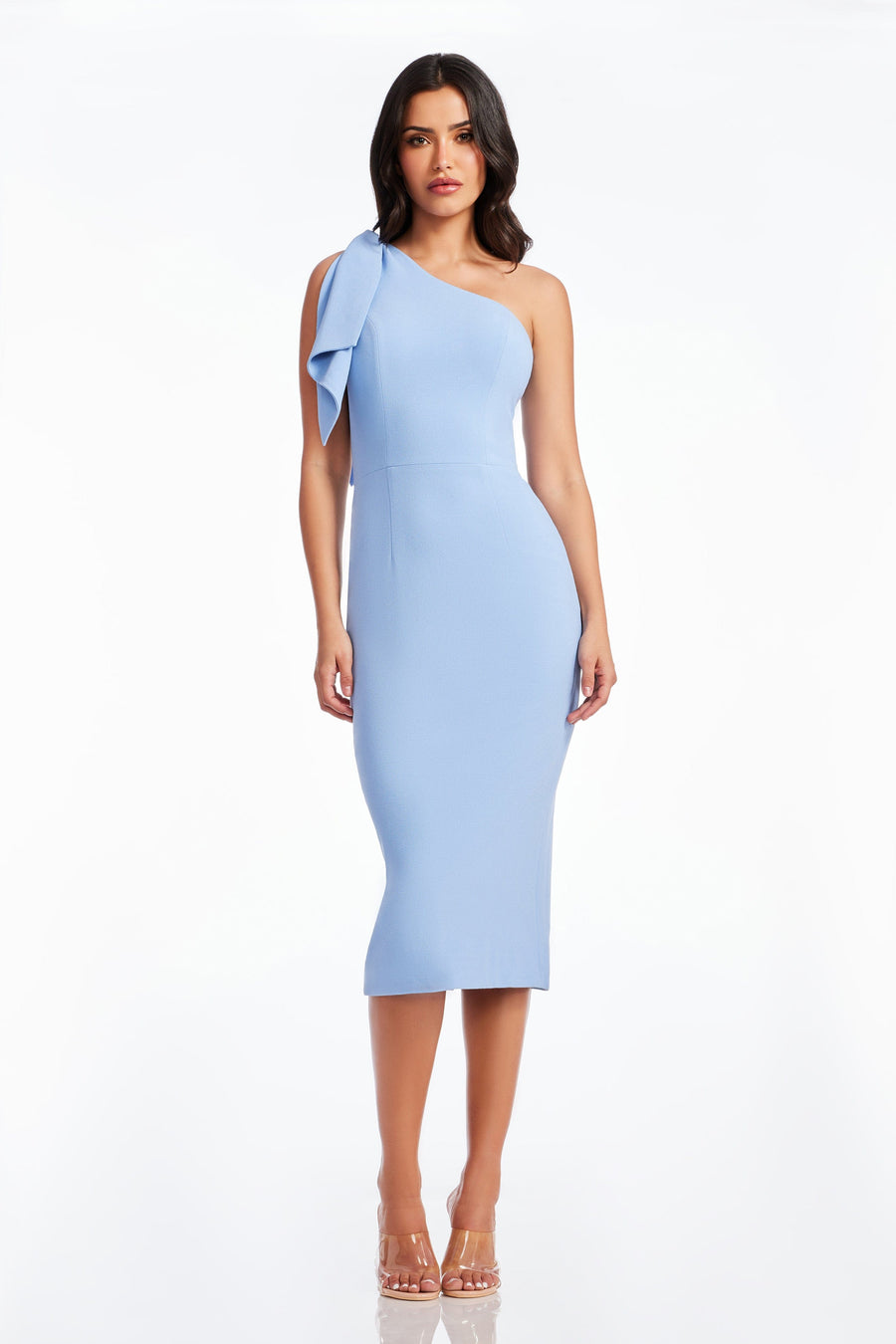 Dress The Population Tiffany One Shoulder Midi Dress - Sky - M Dress The Population Tiffany One Shoulder Midi Dress - Sky - M