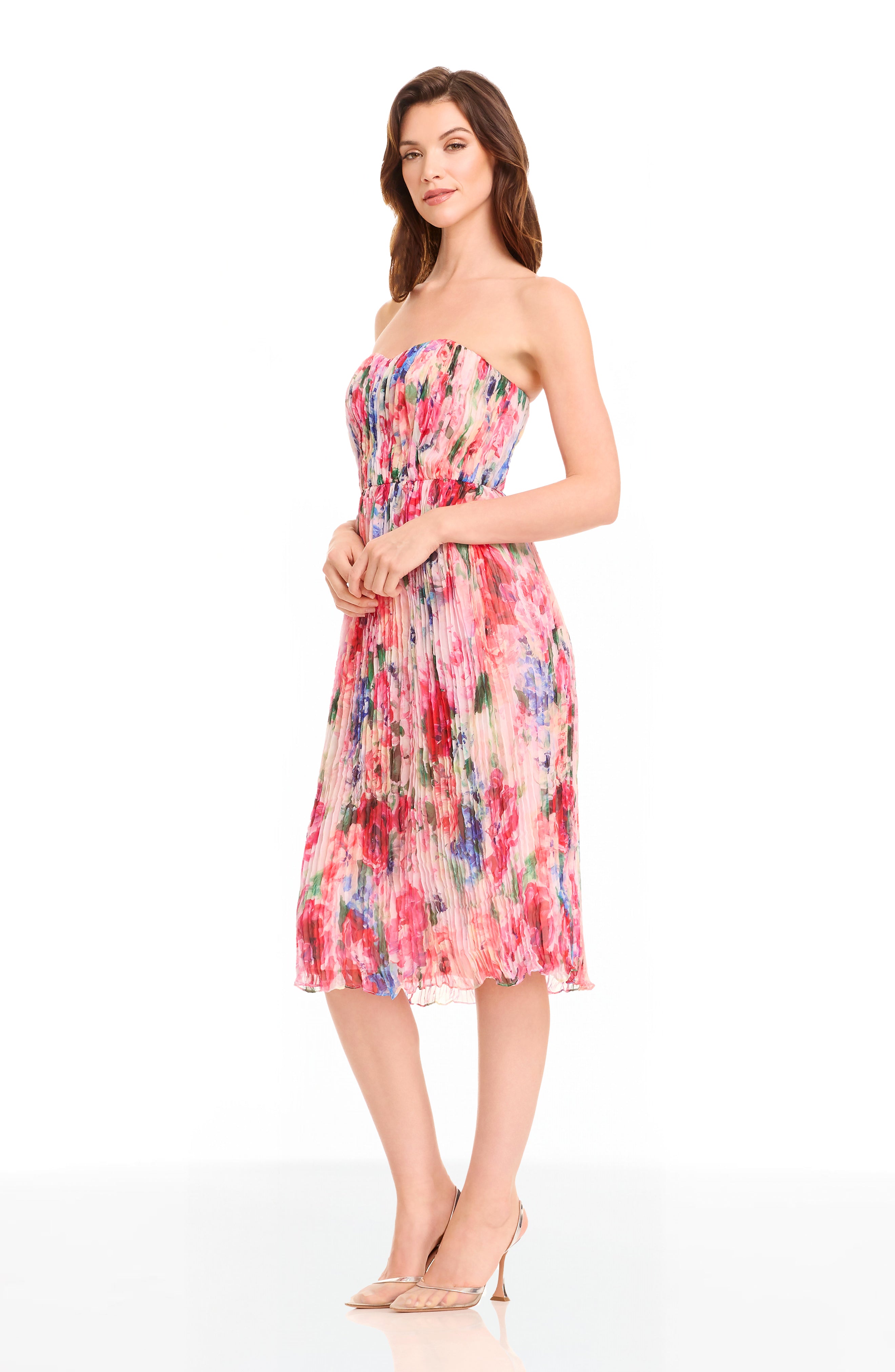 Vada Embellished Midi Dress in Pink
