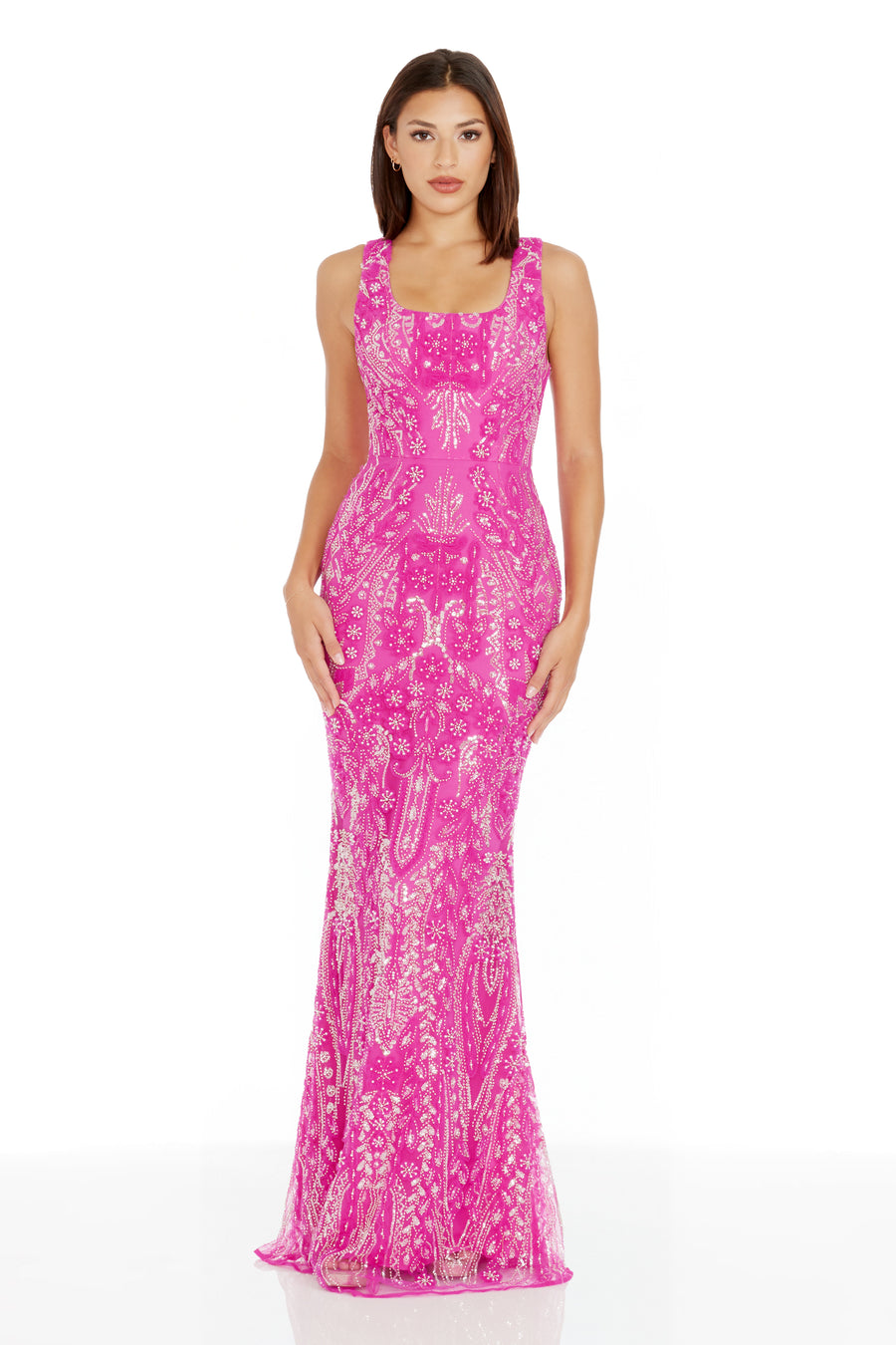 Tyra Gown / BRIGHT FUCHSIA MULTI
