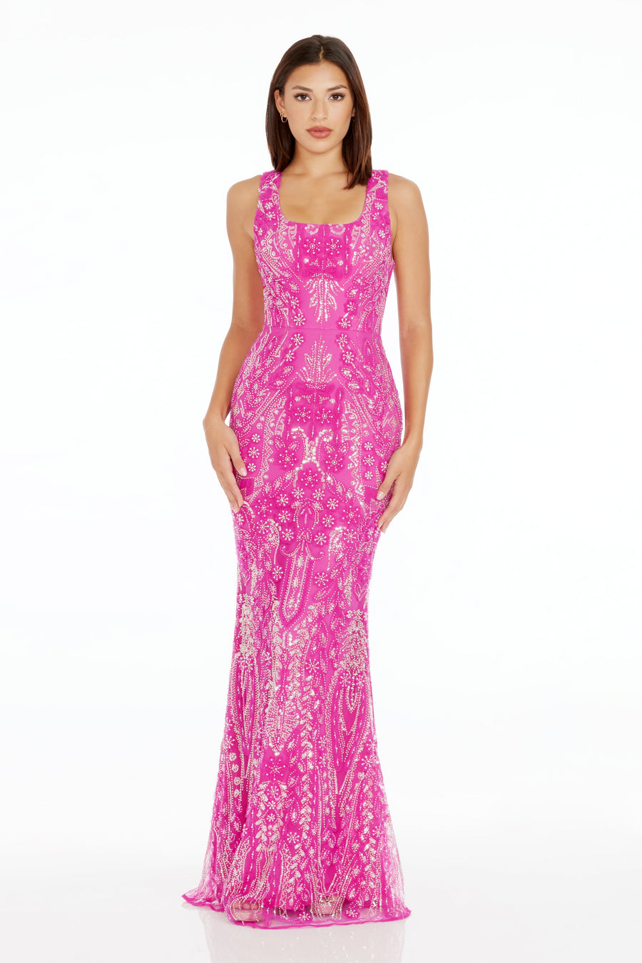 Dress the population pink sequin dress sales