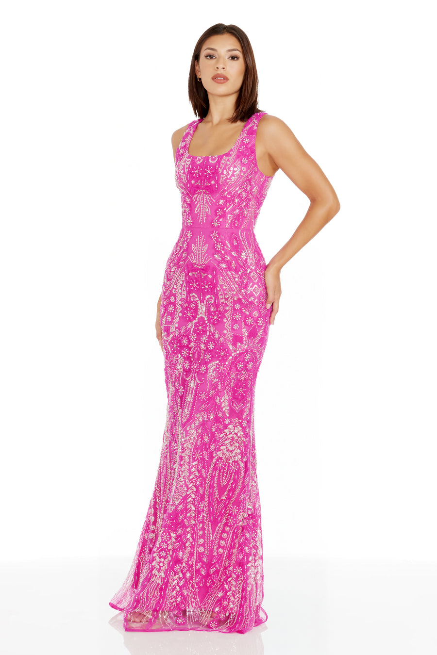 Tyra Gown / BRIGHT FUCHSIA MULTI