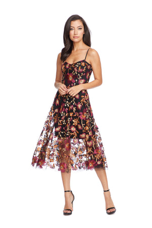 dress the population sabrina floral embroidered dress NEW Dress the Population Floral Embroidered Dress Size S Mesh Black Cocktail