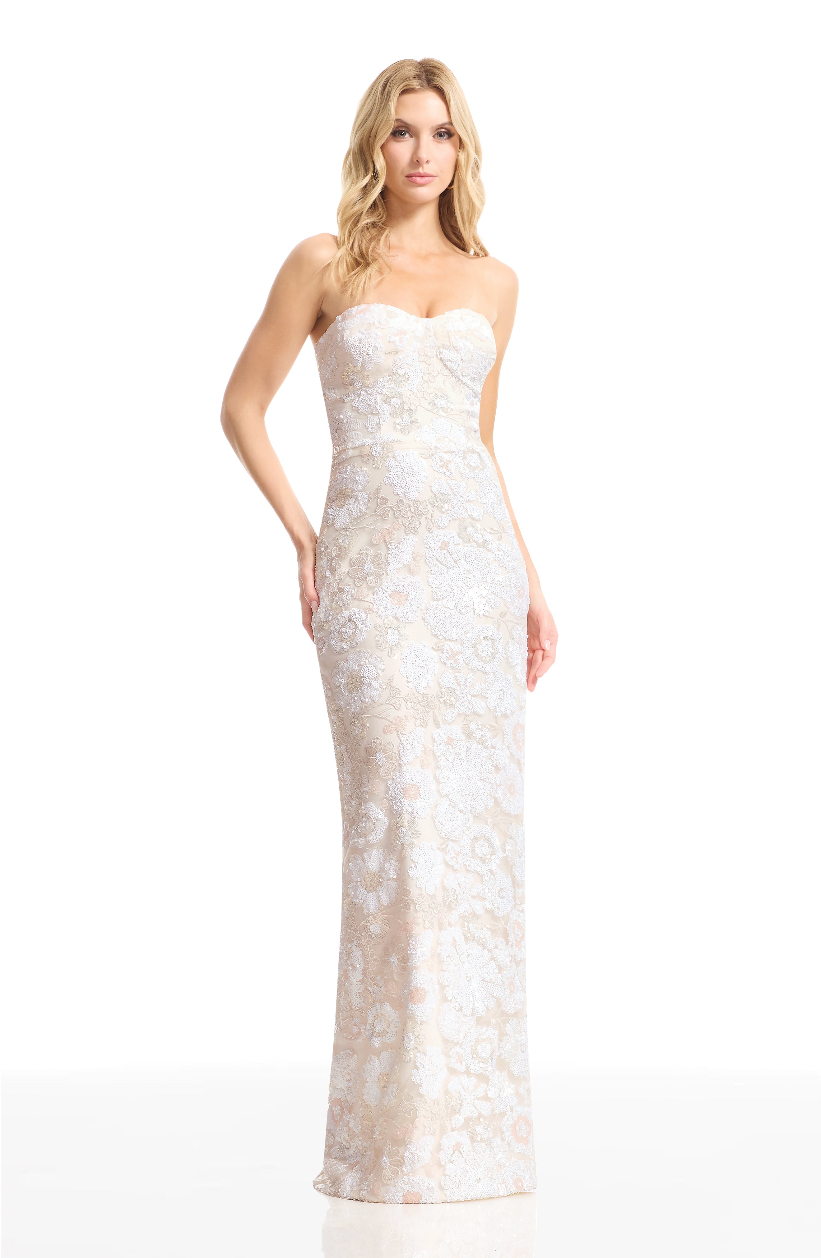 dress the population vada paillette strapless gown Sequinned - Off White back_jewelry_clips while the sheath gown Zimmermann Laser Cut Out Production Time:20 Days
