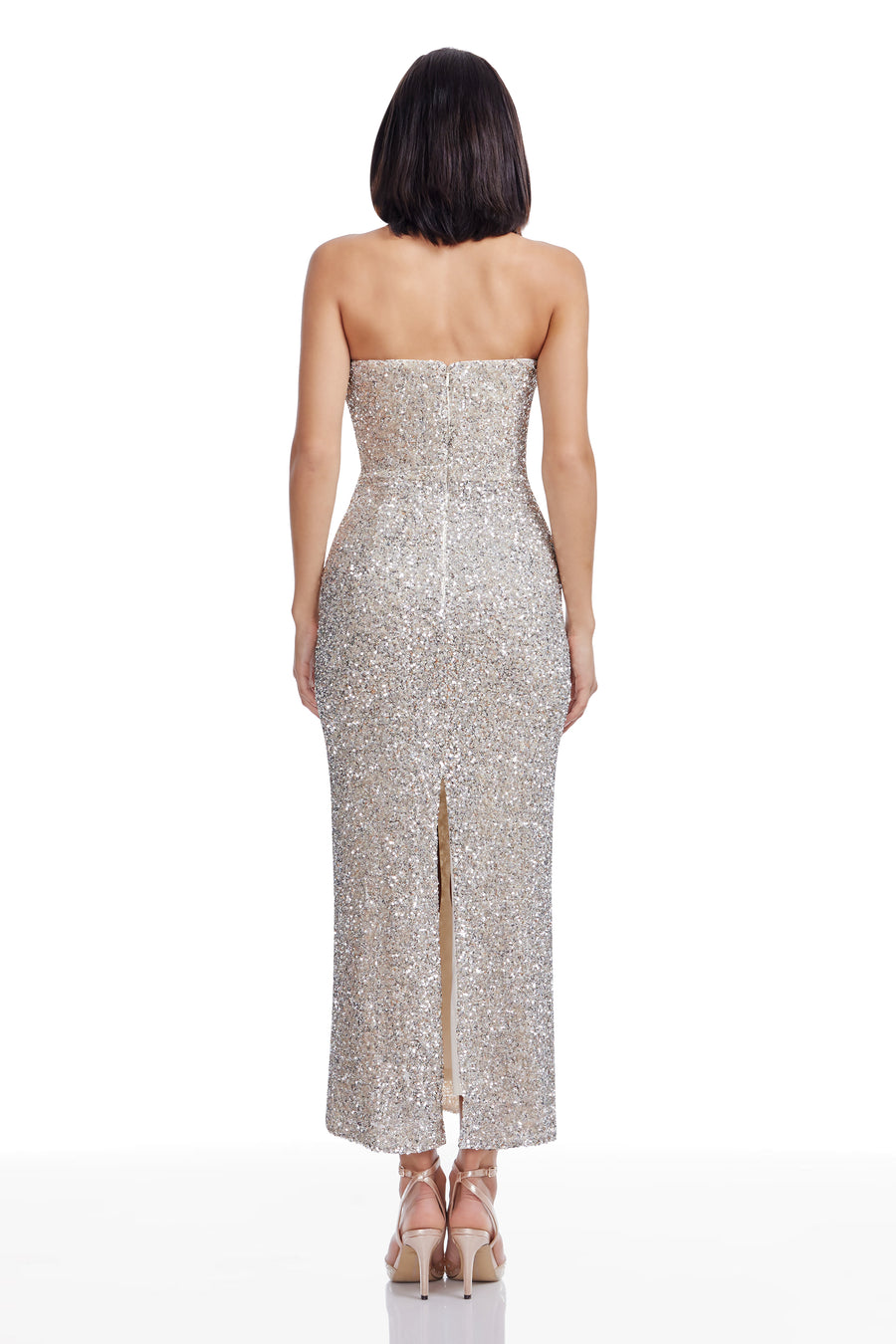 dress the population vada paillette strapless gown Vada Dress S / Capri