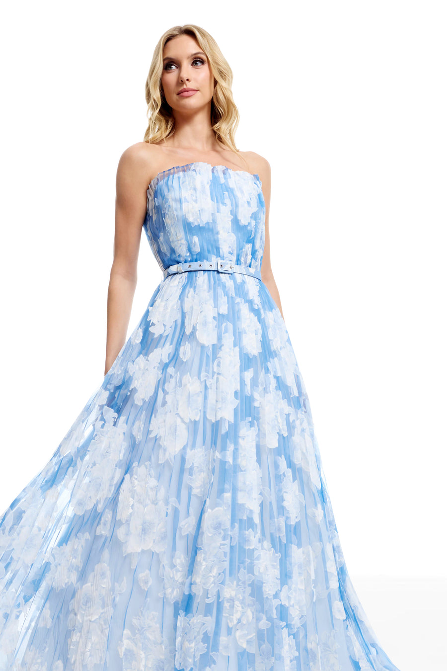 formal / gown dress the population Dress the Population Anabel Sequin Embroidered Gown - Blue