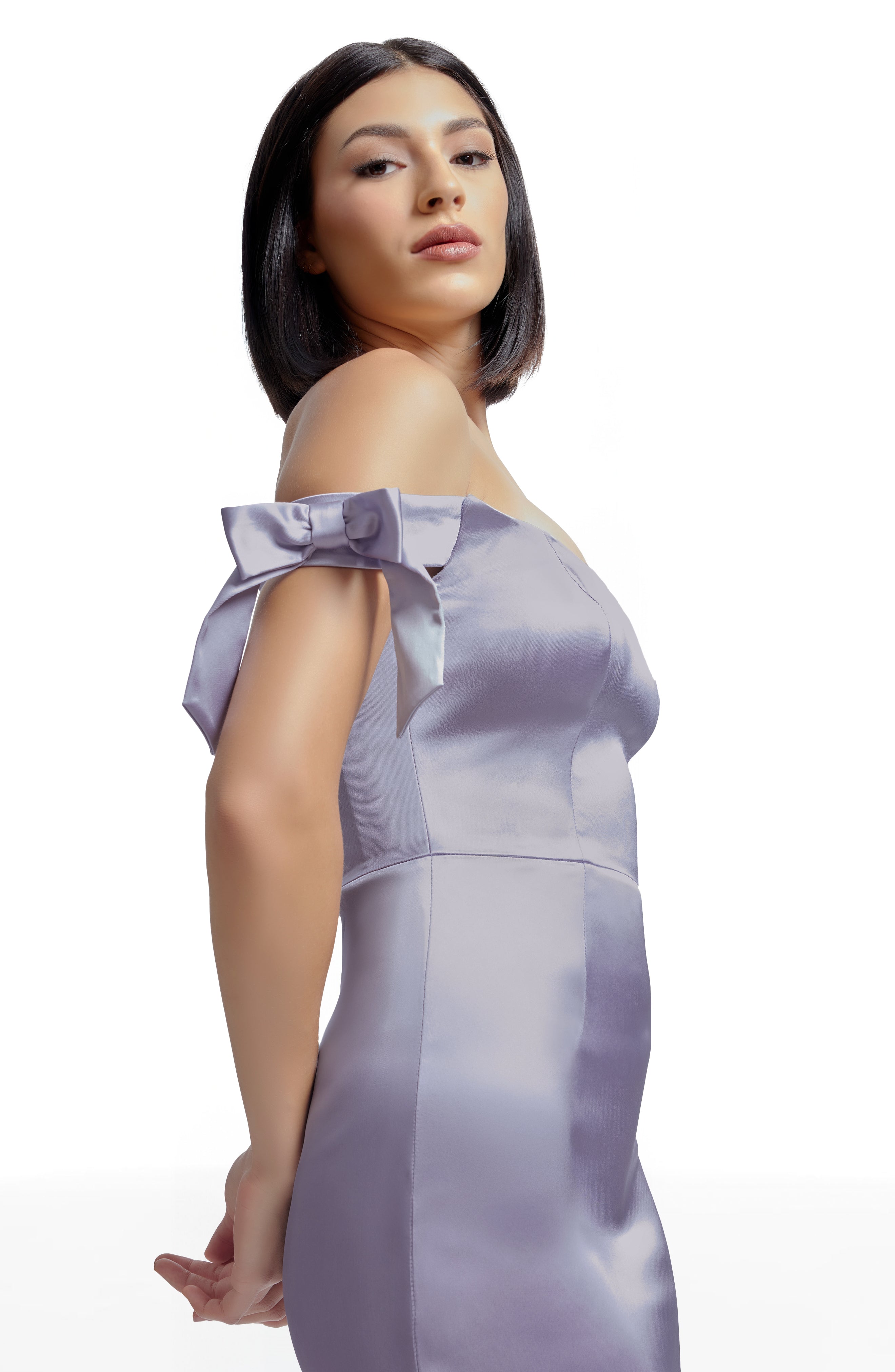 Dress The Population Verona Bow Trim Dress - Dusty Lavender
