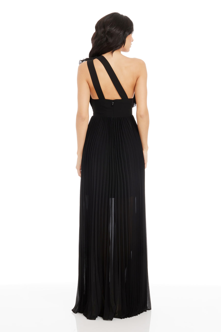 Dress The Population Women's Vida Ruffled One-Shoulder Ball Gown - Midnight Dress The Population Women's Vida Ruffled One-Shoulder Ball Gown - Midnight