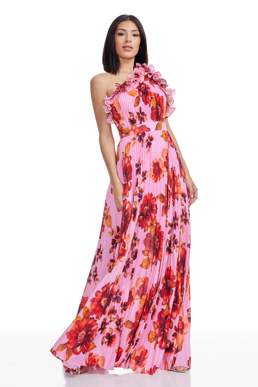 dress the population vida one shoulder Dress the Population Black Label Vida Pleated One-Shoulder Chiffon Gown