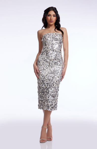 dress the population viviana strapless sequin dress Dress The Population