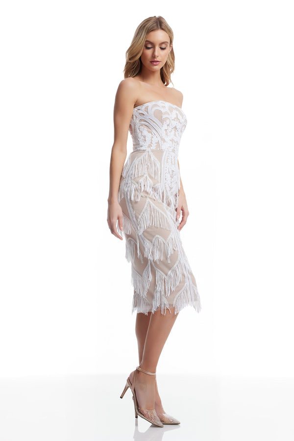 Viviana Dress / WHITE-NUDE