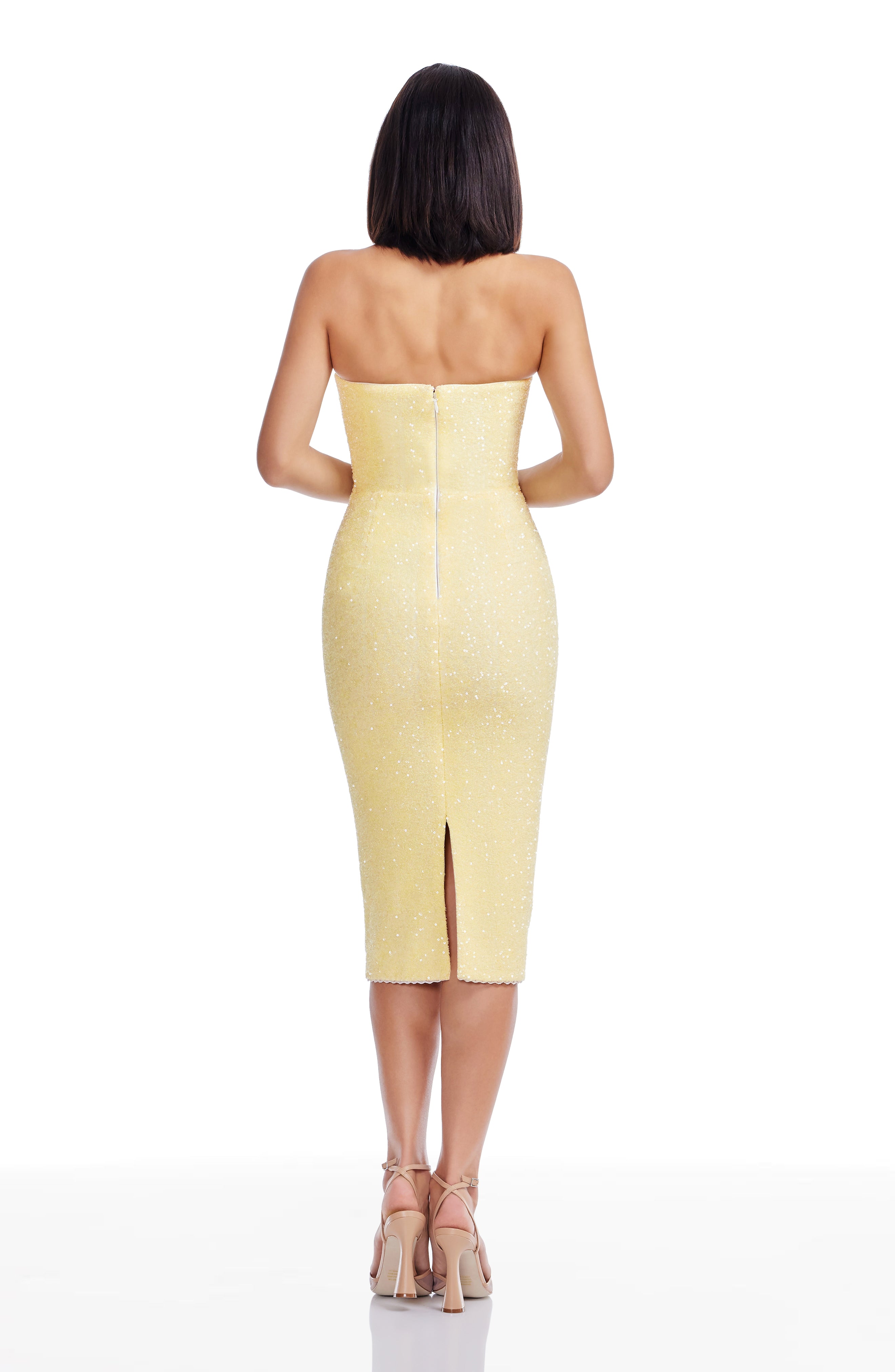 dress the population viviana strapless sequin dress Dress the Population Viviana Dress - PASTEL Yellow
