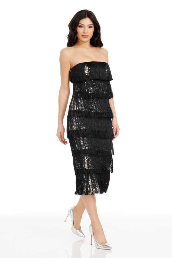 Viviana Dress / SILVER-BLACK