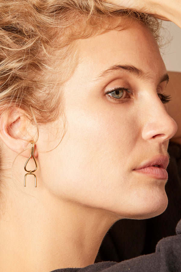 gold vermeil wishbone dangle earrings
