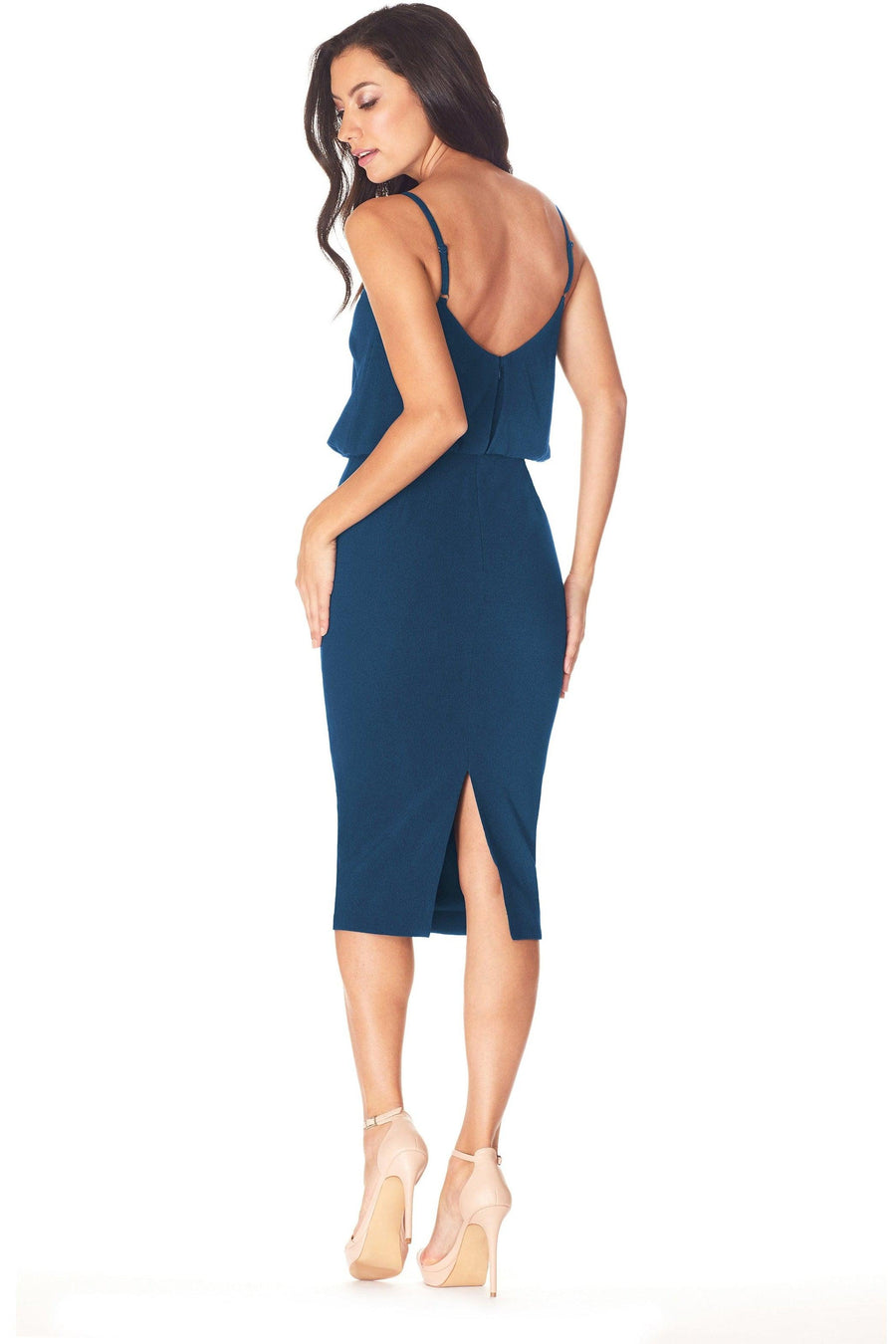 Alondra Peacock Blue Chic Sheath Dress - Dress the Population