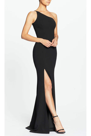 Amy Classic Black High-Slit Gown - Dress the Population