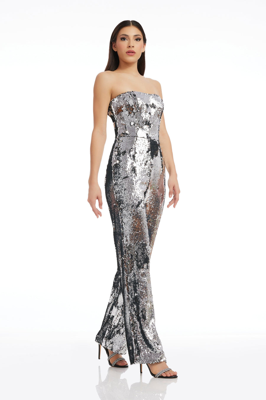 dress the population andy jumpsuit Dress The Population Andy Strapless Sequin Jumpsuit