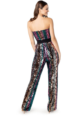 Andy Sequin Strapless Jumpsuit - Dress the Population