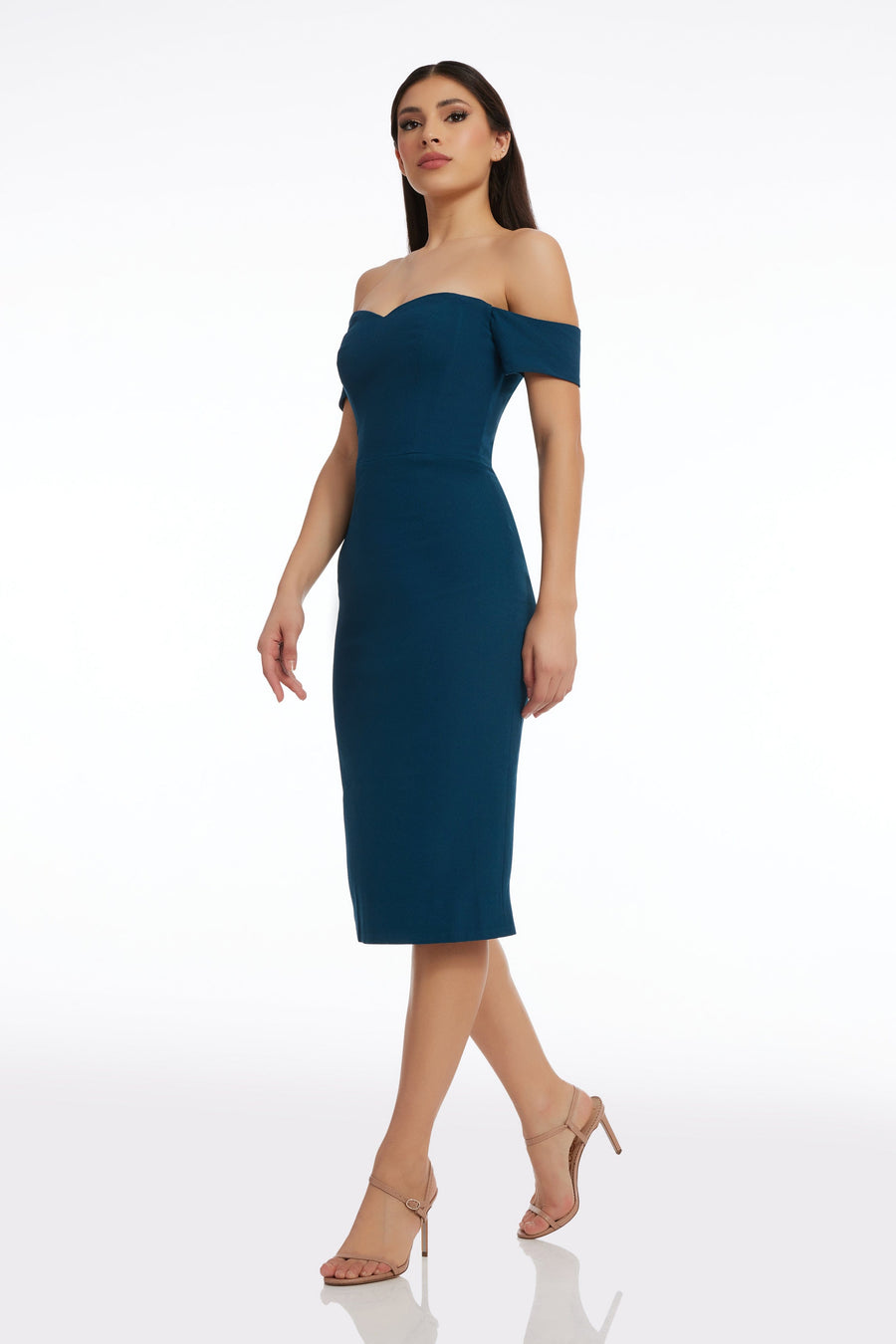 Bailey Body-Con Off-The-Shoulder Dress M / Peacock Blue Bailey Body-Con Off-The-Shoulder Dress M / Peacock Blue