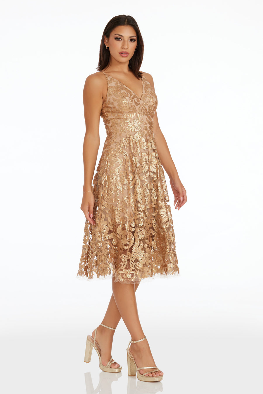 Dress The Population Blair Dress - Gold - M Dress The Population Blair Dress - Gold - M