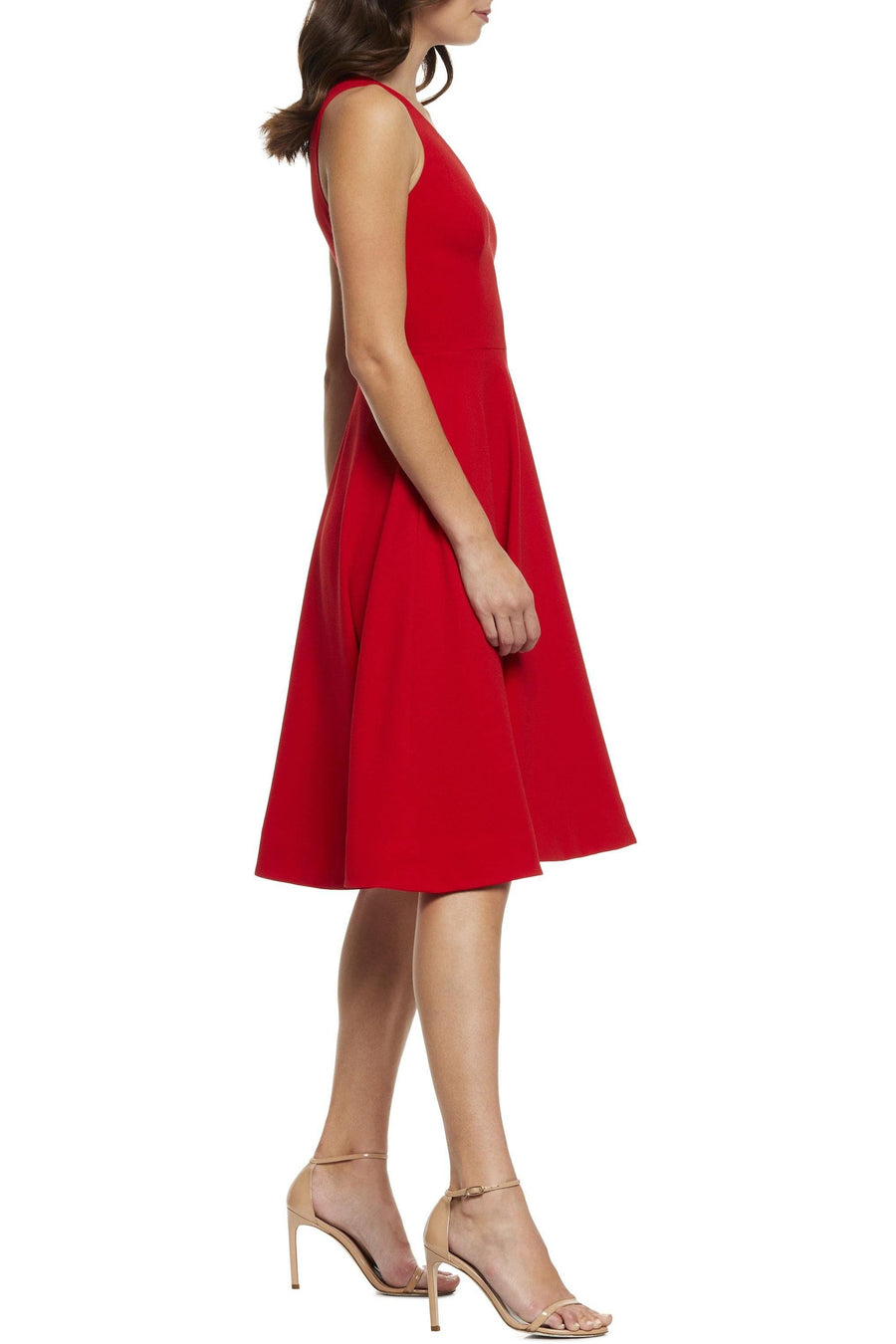 Catalina V-Neckline Fit And Flare Crepe Dress - Dress the Population