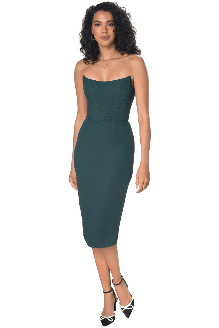 Dress the Population Women's Corset Strapless Midi Dress - Rouge - XL Dress the Population Women's Corset Strapless Midi Dress - Rouge - XL