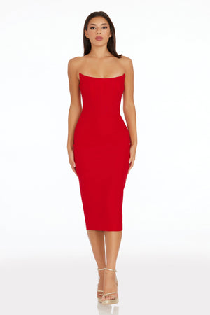 Shop Dress The Population Cosette Strapless Body-Con Midi-Dress