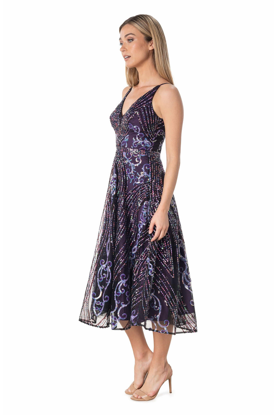 Elisa Sequin-Embellished Midi Dress - Dress the Population
