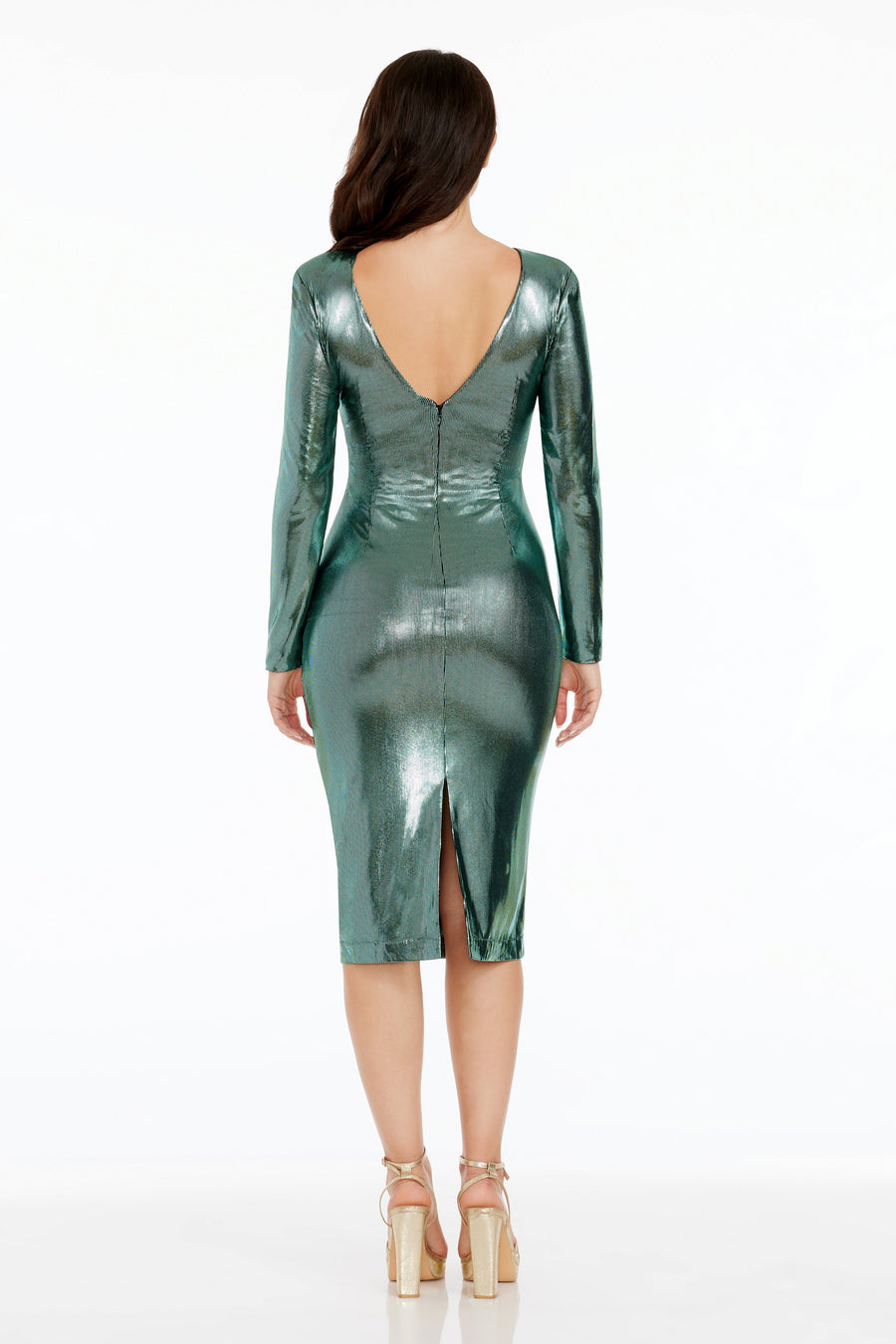 Dress The Population Thalia Bodycon Midi Dress – One-Shoulder Asymmetrical With Botanical Embroidery