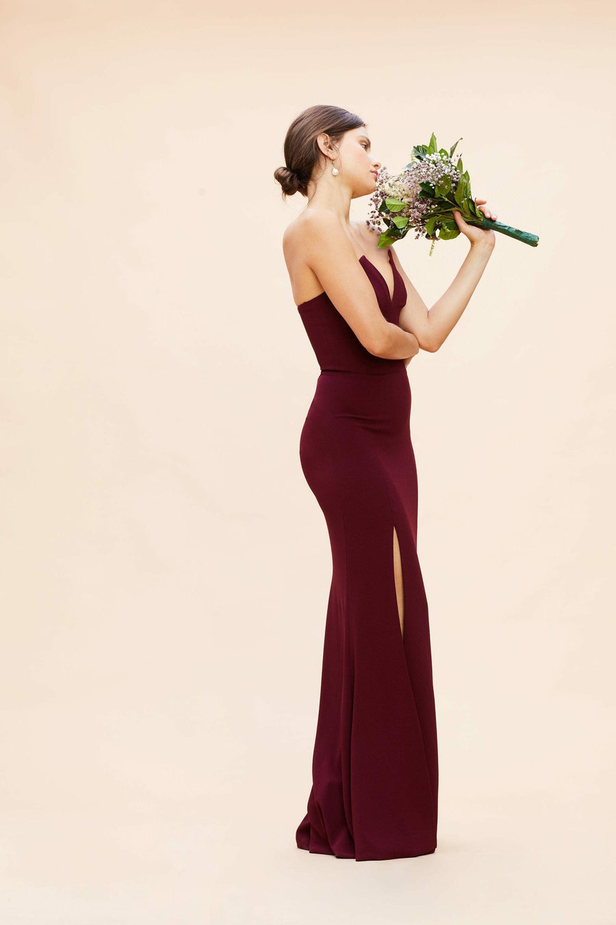 Fernanda Architectural Neckline Burgundy Gown - Dress the Population